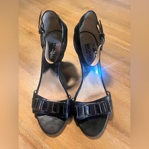 Michael Kors Black Leather Ankle Strap Heel  Sandals